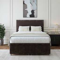 Bedmaster Charcoal Chenille Ottoman Divan Base And Plain Headboard Super King - thumbnail 1