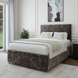 Bedmaster Charcoal Chenille Ottoman Divan Base And Plain Headboard Super King - thumbnail 2