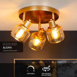 Lucide Bjorn Classic Ceiling Spotlight 38Cm - 3Xe14 - Matt Gold, Brass - thumbnail 3