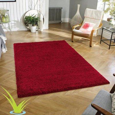 Wadan Modern Shaggy Rug 5Cm Thick Soft Pile, Nonslip Washable Area Rug, Soft Touch Carpet, Red, 60 X 110Cm - image 1