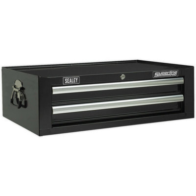 Lockable 2 Drawer Tool Chest - 670mm Heavy-Duty Storage Cabinet In Black - image 1
