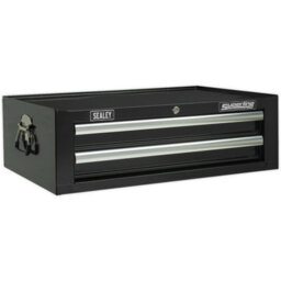 Lockable 2 Drawer Tool Chest - 670mm Heavy-Duty Storage Cabinet In Black