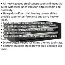 Lockable 2 Drawer Tool Chest - 670mm Heavy-Duty Storage Cabinet In Black - thumbnail 2