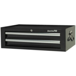 Lockable 2 Drawer Tool Chest - 670mm Heavy-Duty Storage Cabinet In Black - thumbnail 3