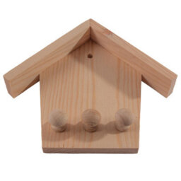Woodeedoo Wall Mounted Wooden Key Hooks Small House Shaped Key Holder Entryway Organiser Pegboard Plain Pine 15 X 13 Cm - thumbnail 4