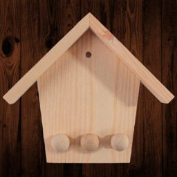 Woodeedoo Wall Mounted Wooden Key Hooks Small House Shaped Key Holder Entryway Organiser Pegboard Plain Pine 15 X 13 Cm
