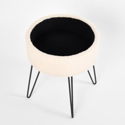 OHS Foot Stool Storage Seat Chair Dressing Table Vanity Pouffe Home Fleece, Cream - thumbnail 3