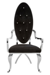 Orsina Luxurious Design Silver Baroque Chair, Comfortable Dining Chair For Kitchen, Comfortable Velvet Dining Chair