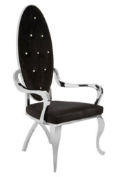 Orsina Luxurious Design Silver Baroque Chair, Comfortable Dining Chair For Kitchen, Comfortable Velvet Dining Chair - thumbnail 2