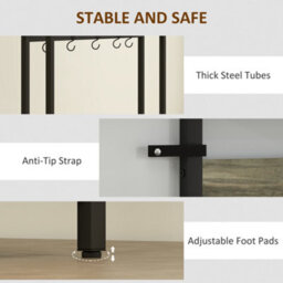 Homcom Industrial Hall Tree Coat Rack Stand With Shoe Cabinet Grey - thumbnail 8