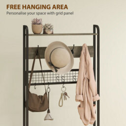 Homcom Industrial Hall Tree Coat Rack Stand With Shoe Cabinet Grey - thumbnail 5