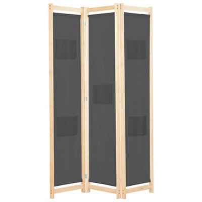 Berkfield 3-Panel Room Divider Grey 120X170X4 Cm Fabric - image 1