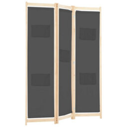 Berkfield 3-Panel Room Divider Grey 120X170X4 Cm Fabric - thumbnail 3