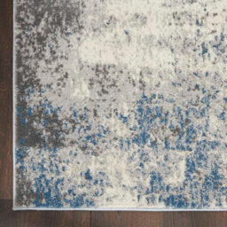 Ivory Grey Blue Abstract Modern Luxurious Rug For Dining Room Bedroom & Living Room-66 X 229Cm (Runner) - thumbnail 5