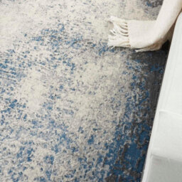 Ivory Grey Blue Abstract Modern Luxurious Rug For Dining Room Bedroom & Living Room-66 X 229Cm (Runner) - thumbnail 3