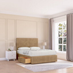 "Sloomy 4Ft6 Madison Divan Bed Base Latte Dumfries ,4 Drawers, 12"" Footboard & 26"" Struts Headboard - Double" - thumbnail 1