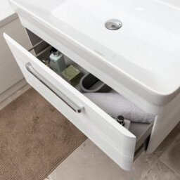 Plum&clay Emery Textured White Wall Hung Bathroom Vanity Unit & Basin Set With Chrome Handles (W)80Cm (H)46Cm - thumbnail 5