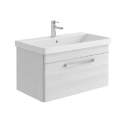 Plum&clay Emery Textured White Wall Hung Bathroom Vanity Unit & Basin Set With Chrome Handles (W)80Cm (H)46Cm
