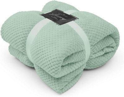 Gc Gaveno Cavailia Fluffy Pop Extra Large Throw 200X240Cm Duck Egg Soft & Cosy King Size Blanket Waffle Throw - image 1