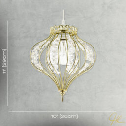 Happy Homewares Unique Teardrop Shiny Gold Pendant Lamp Shade With Clear Acrylic Beads - thumbnail 7