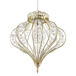 Happy Homewares Unique Teardrop Shiny Gold Pendant Lamp Shade With Clear Acrylic Beads - thumbnail 8