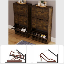 Lassic Vida Designs 3 Drawer Shoe Cabinet, Dark Wood (Fsc 100%) - thumbnail 9