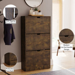 Lassic Vida Designs 3 Drawer Shoe Cabinet, Dark Wood (Fsc 100%) - thumbnail 8