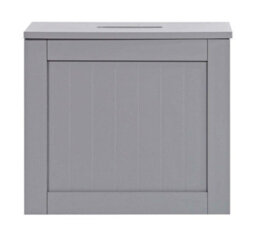 Standing Bathroom Cabinet Storage Unit, Contemporary Grey With Natural Bamboo Finish - thumbnail 2