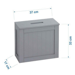 Standing Bathroom Cabinet Storage Unit, Contemporary Grey With Natural Bamboo Finish - thumbnail 6