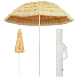 Berkfield Beach Umbrella Natural 240 Cm Hawaii Style - thumbnail 1