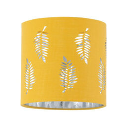 First Choice Lighting Set Of 2 Chrome Two Ball Table Lamps With Ochre Mustard Fern Shades - thumbnail 3