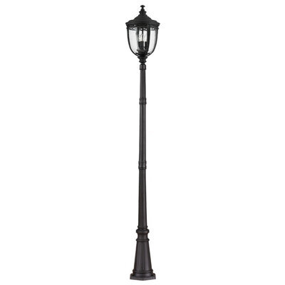 Stylish Outdoor Ip44 Black 3-Bulb Lamp Post With E14 Led Socket