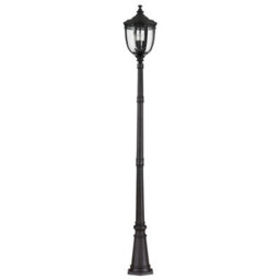 Stylish Outdoor Ip44 Black 3-Bulb Lamp Post With E14 Led Socket