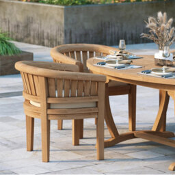 Eterna Beaulieu Teak Garden Outdoor Dining Table & 6 Seat Chair Set - With Green Cushions - thumbnail 3