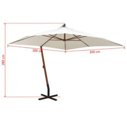 Berkfield Hanging Parasol 300X300 Cm Wooden Pole White - thumbnail 8