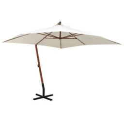 Berkfield Hanging Parasol 300X300 Cm Wooden Pole White - thumbnail 1