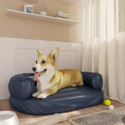 Vidaxl Ergonomic Foam Dog Bed Dark Blue 60X42 Cm Faux Leather - thumbnail 1