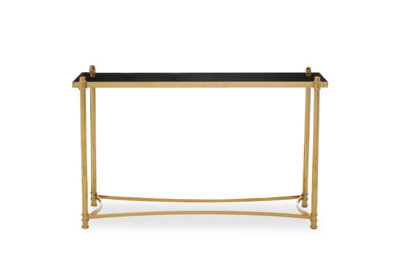 Orsina Modern And Sleek Black Console Table, Spacious Glass Topped Console Table For Hallways, Decorative Table - image 1