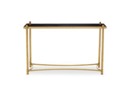 Orsina Modern And Sleek Black Console Table, Spacious Glass Topped Console Table For Hallways, Decorative Table - thumbnail 7