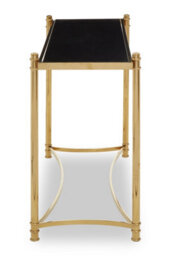 Orsina Modern And Sleek Black Console Table, Spacious Glass Topped Console Table For Hallways, Decorative Table - thumbnail 3