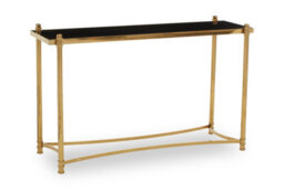 Orsina Modern And Sleek Black Console Table, Spacious Glass Topped Console Table For Hallways, Decorative Table - thumbnail 2