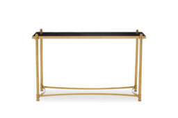 Orsina Modern And Sleek Black Console Table, Spacious Glass Topped Console Table For Hallways, Decorative Table