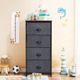 Gainoom Chest Of Drawers With 4 Drawers Metal Frame Storage Organizer Unit Black - thumbnail 6