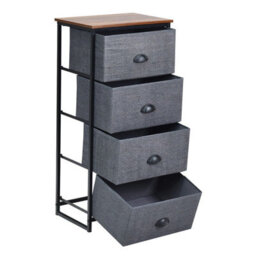 Gainoom Chest Of Drawers With 4 Drawers Metal Frame Storage Organizer Unit Black - thumbnail 9