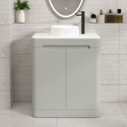 Royal Bathrooms Venice 700mm Dove Grey Freestanding Bathroom Countertop Vanity Unit 2 Door With Round Basin - thumbnail 1