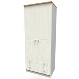 Lancaster 2 Door 2 Drawer Wardrobe In Cream & Oak (Ready Assembled) - thumbnail 5