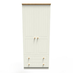 Lancaster 2 Door 2 Drawer Wardrobe In Cream & Oak (Ready Assembled)