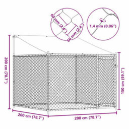 Walplus Grey Dog Cage With Roof And Door 2X2X2 M Galvanised Steel Kennel - thumbnail 8