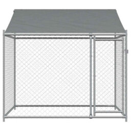 Walplus Grey Dog Cage With Roof And Door 2X2X2 M Galvanised Steel Kennel - thumbnail 4