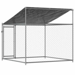 Walplus Grey Dog Cage With Roof And Door 2X2X2 M Galvanised Steel Kennel - thumbnail 6